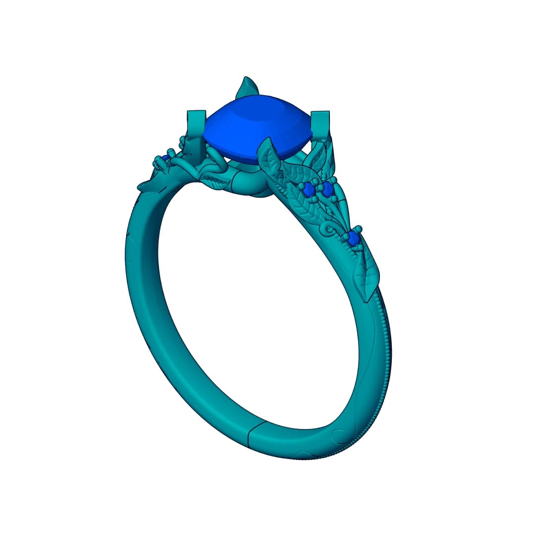 CAD Solitaire Leaf Ring