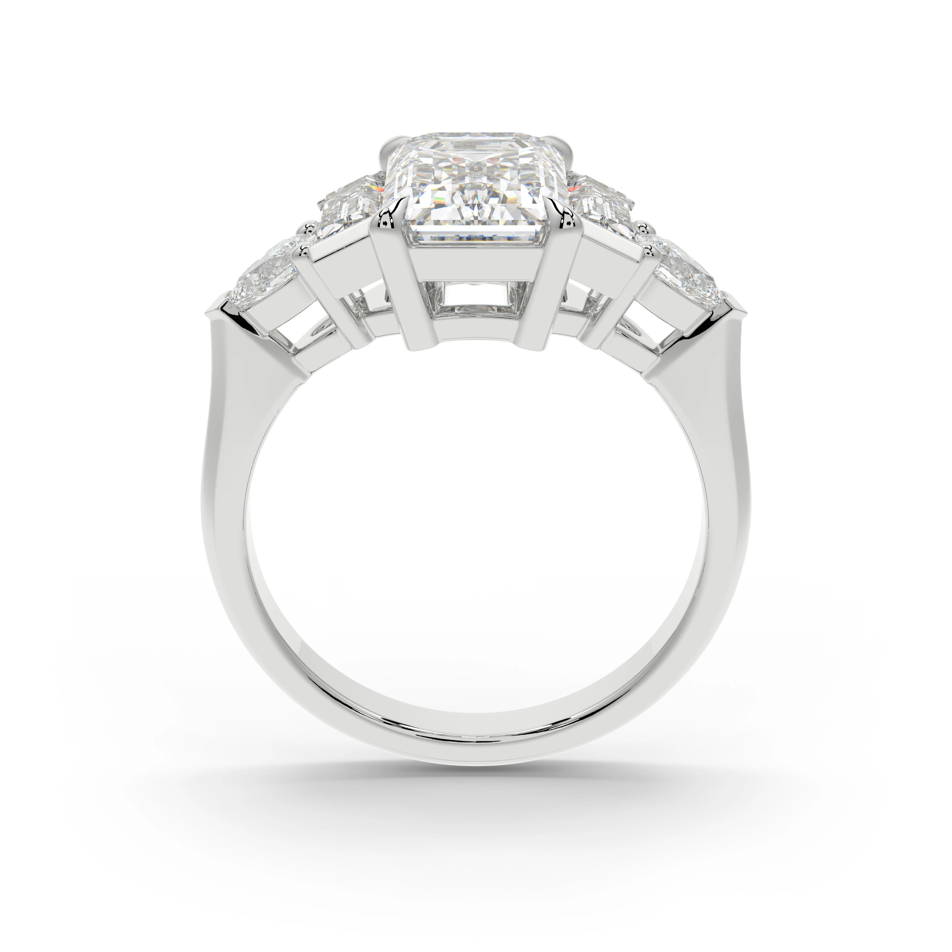 Rendered image of a 5 stone diamond ring in White Gold